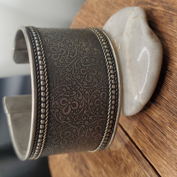 Overflow cuff sterling edwardian pattern bracelet rare collectible - Picture 1 of 2
